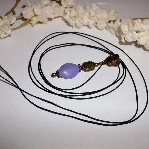 Purple & Copper Necklace Rustic Boho Handmade 5168 - Picture 4 of 8